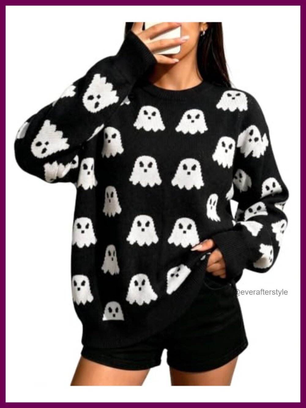 Halloween Ghost Pumpkin Graphic Sweatshirt Fall Knit Top